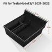 Center Console Organizer Tray for Tesla Model 3/Y Interior Accessories Flocked Armrest Hidden Cubby Drawer Storage Box with Coin and Sunglass Holder