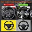 Carbon Fiber Steering Wheel Cover for Men Women, Compatible with 99% Cars, Black