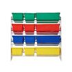 Kids Toy Box Bookshelf Storage Rack Organiser Display Shelf 4 Tier 12 Plastic Bins Drawers Unit Multi Colour Kidbot