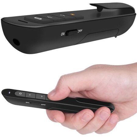 Wireless Presenter, Hyperlink Volume Control Presentation Remote Control Pointer Slide Advancer (Black)