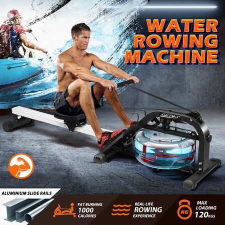 Genki Rower Machine Water Rowing Home Gym Sports Fitness Equipment Foldable LCD Monitor Training