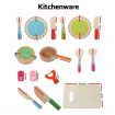 Keezi Kids Kitchen Play Set Wooden Pretend Toys Cooking Utensils Pots Pans Food