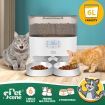 Auto Pet Cat Feeder Dog Automatic Dual Bowls Timed Food Dispenser 6L with Voice Recorder Petscene White