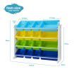 Kids Toy Box Bookshelf Organiser Storage Rack Display Shelf 16 Plastic Bins Drawers Unit Multicolour Kidbot