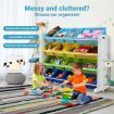 Kids Toy Box Bookshelf Organiser Storage Rack Display Shelf 16 Plastic Bins Drawers Unit Multicolour Kidbot