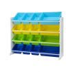 Kids Toy Box Bookshelf Organiser Storage Rack Display Shelf 16 Plastic Bins Drawers Unit Multicolour Kidbot