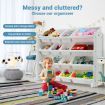 Kids Toy Box Organiser Bookshelf Storage Rack Display Shelf 4 Tier 16 Plastic Bins Drawers Unit White Kidbot 