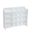 Kids Toy Box Organiser Bookshelf Storage Rack Display Shelf 4 Tier 16 Plastic Bins Drawers Unit White Kidbot 