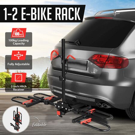 2 eBike Rack Bicycle Carrier Hitch Rear Platform for Car SUV Foldable 2 Inch Hitch Receiver Steel 100Kg