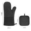 Oven Mitts and Pot Holders 4pcs Oven Glove Extra Long Oven Mitts and Potholder with Non-Slip Silicone Surface for Cooking (Black)