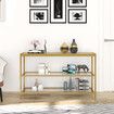 Console Sofa Table Hallway Entrance Entryway Display Stand Plant Shelf Living Room Furniture Tempered Glass Top 3 Tiers 