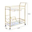 Gold Bar Cart Drinks Trolley Wine Coffee Tea Kitchen Serving Rack Wine Hooks Holders Rack Curtain Wall Mirror Shelves 