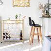 Gold Bar Cart Drinks Trolley Wine Coffee Tea Kitchen Serving Rack Wine Hooks Holders Rack Curtain Wall Mirror Shelves 