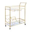 Gold Bar Cart Drinks Trolley Wine Coffee Tea Kitchen Serving Rack Wine Hooks Holders Rack Curtain Wall Mirror Shelves 