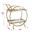 Gold Bar Cart Drinks Trolley Coffee Wine Tea Kitchen Serving Rack Round Outdoor Shelf Vintage with 2 Mirror Shelves Handle  