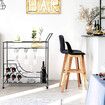 Black Bar Cart Drinks Trolley Coffee Tea Wine Kitchen Serving Rack Wine Holders Hooks Rack Curtain Wall Mirror Shelves