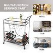 Black Bar Cart Drinks Trolley Coffee Tea Wine Kitchen Serving Rack Wine Holders Hooks Rack Curtain Wall Mirror Shelves