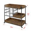 3 Tier Bar Cart Drinks Trolley with Wine Racks Wine Coffee Tea Kitchen Serving Outdoor Storage Shelves 4 Wheels