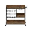 3 Tier Bar Cart Drinks Trolley with Wine Racks Wine Coffee Tea Kitchen Serving Outdoor Storage Shelves 4 Wheels