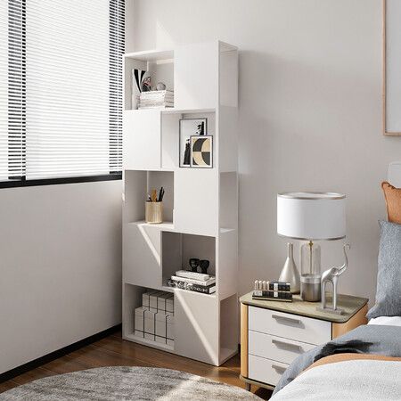 White Bookshelf Bookcase Shelving Unit Display Shelf Storage Rack Shelves Stand Cabinet 5 Tier Luxsuite 