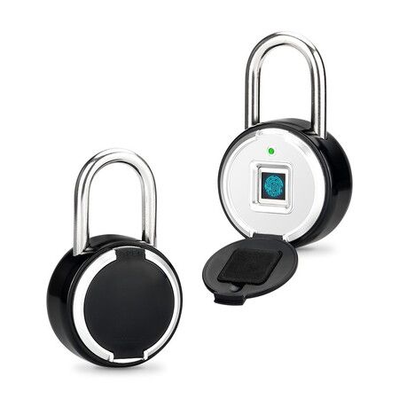 Lock Fingerprint Keyless USB Rechargeable Door Fingerprint Lock with Case Col. black