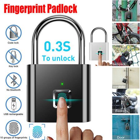 Fingerprint Keyless USB charging door lock zinc alloy metal password hassel-free Elderly Aid Col. black