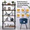 LED Bookcase Bookshelf Storage Rack Lighted Display Shelves Ladder Shelf Smart Freestanding Dark Walnut & Black LUXUITE