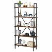 LED Bookcase Bookshelf Storage Rack Lighted Display Shelves Ladder Shelf Smart Freestanding Dark Walnut & Black LUXUITE