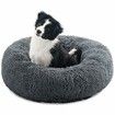 50cm Calming Donut Dog Bed Anti Anxiety Round Fluffy Plush Machine Washable Cuddler Pet Bed Col.DK.Gray