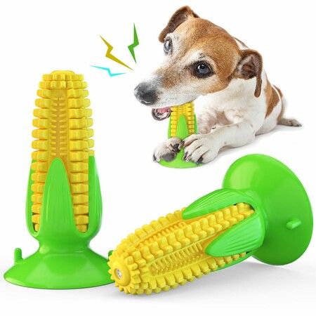 Squeaky Dog Toys Puppy Toothbrush Teeth Cleaning Toys, Tough Chew Toys for Aggressive Chewers Dog Dental Oral Care Toy