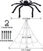 Halloween Decorations Outdoor 200" Halloween Spider Web + 47" Giant Spider Black Fake Hairy Spider with Triangular for Outside Yard,Lawn,Tree