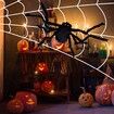 Halloween Decorations Outdoor 200" Halloween Spider Web + 47" Giant Spider Black Fake Hairy Spider with Triangular for Outside Yard,Lawn,Tree