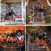 Halloween Decorations Outdoor 200" Halloween Spider Web + 47" Giant Spider Black Fake Hairy Spider with Triangular for Outside Yard,Lawn,Tree