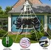 Halloween Decorations Outdoor 200" Halloween Spider Web + 47" Giant Spider Black Fake Hairy Spider with Triangular for Outside Yard,Lawn,Tree