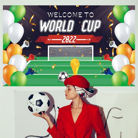 Qatar 2022 Soccer Tournament Banner Backdrop - Football Photo Background Banner for Qatar World Soccer Cup 2022 Party Supplies Decorations