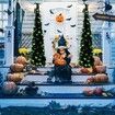 1.5m Pumpkins Tinsel Halloween Tree with 50 Purple LED Lights Sequins Party Indoor Outdoor