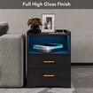 Luxsuite Smart Bedside Table Black LED Side End Nightstand Sofa Storage Cabinet Bedroom Full High Gloss 2 Drawers 1 Open Shelf USB Type-C Port Human Induction