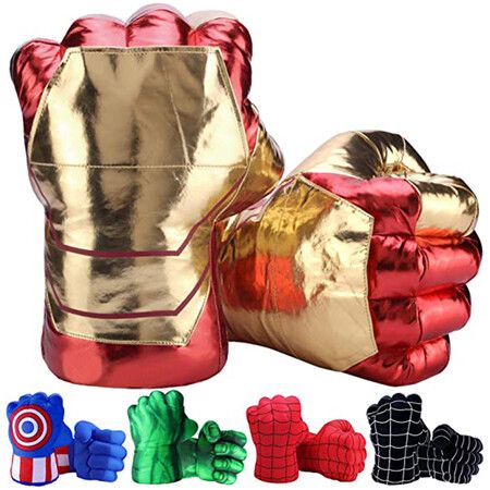 Halloween Ideal for Cosplay Premium Quality 3D PP Polyester Cotton Filling Superhero Gloves Birthday Gift illuOKey Iron Man Fists for Kids XIANGQUANWANG Iron Man Gloves Costumes Party 