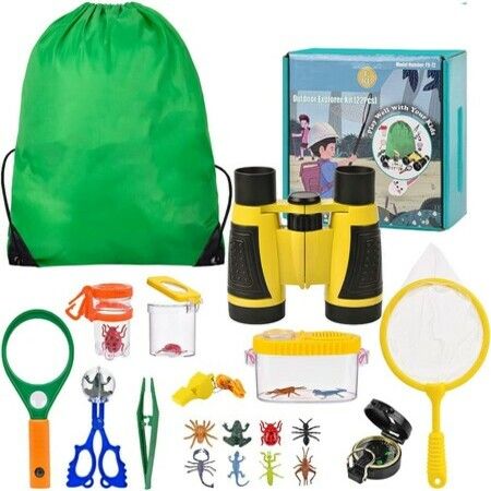 Outdoor Researcher Set Toy, Binoculars for Children, 22 Pieces, Kids Adventurer Explorer Set