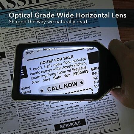 Large 3x Magnifying Glass with 10 Anti-Glare And Fully Dimmable LED for Reading Small Fonts, Low Vision Seniors,Inspection