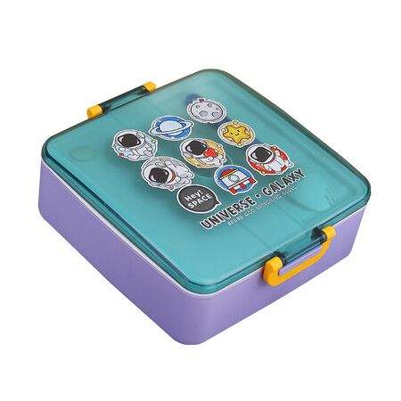3 Compartments Style Kids Lunch Box BPAFree Col.Pur