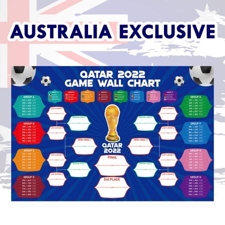 AU EXCLUSIVE Qatar 2022 Football Tournament Wall Chart Poster Soccer Schedule Calendar Bar Party Decorations