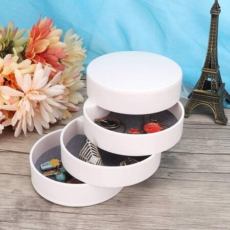 Multifunctional Round Four Layers Jewelry Storage Box Organizer with Lid Necklace Storage Box