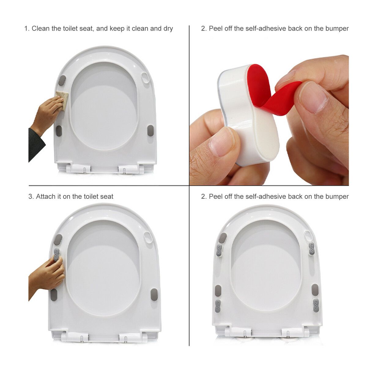 4PCS Toilet Seat Buffers Seat Bumpers SelfAdhesive Toilet Seat