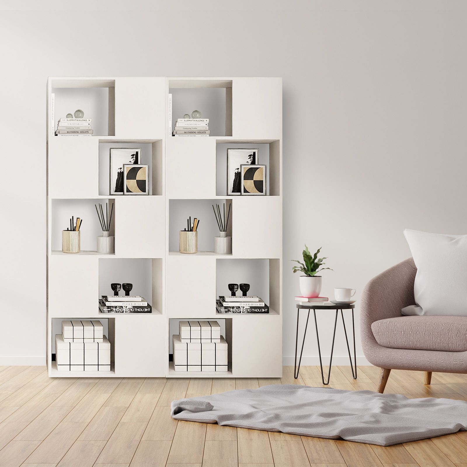 White Bookshelf Bookcase Shelving Unit Display Shelf Storage Rack ...