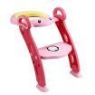 Potty Training Seat Kid Toilet Trainer Step Chair Stool Ladder Height Adjustable Foldable Armrests Nonslip Pads Splash Guard