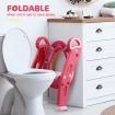 Potty Training Seat Kid Toilet Trainer Step Chair Stool Ladder Height Adjustable Foldable Armrests Nonslip Pads Splash Guard