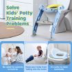 Potty Training Seat Kid Toilet Trainer Step Chair Stool Ladder Foldable Height Adjustable Armrests Nonslip Pads Splash Guard 