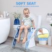 Potty Training Seat Kid Toilet Trainer Step Chair Stool Ladder Foldable Height Adjustable Armrests Nonslip Pads Splash Guard 