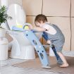 Potty Training Seat Kid Toilet Trainer Step Chair Stool Ladder Foldable Height Adjustable Armrests Nonslip Pads Splash Guard 